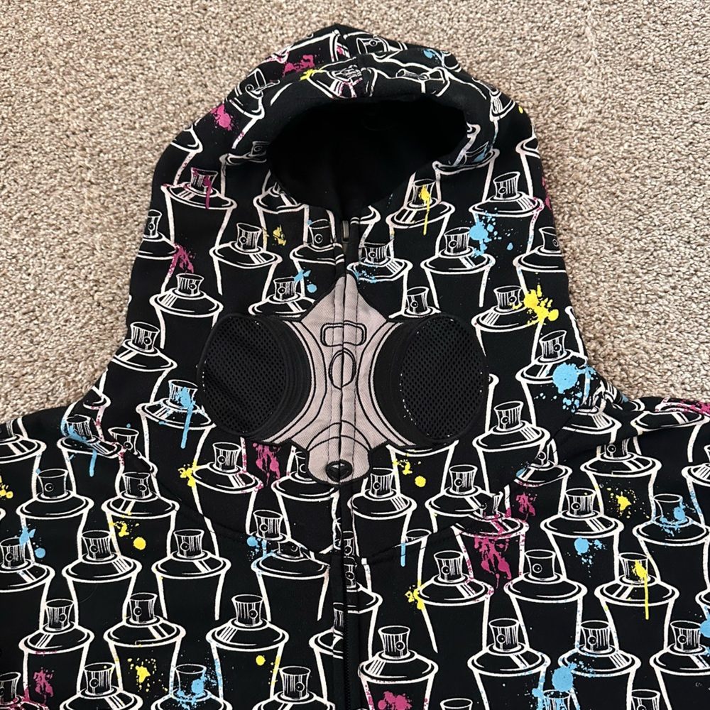 NO FEAR | Vintage Graffiti Spray Paint Can Mask Zip Up Hoodie Sweatshirt Size XL - Picture 4 of 6
